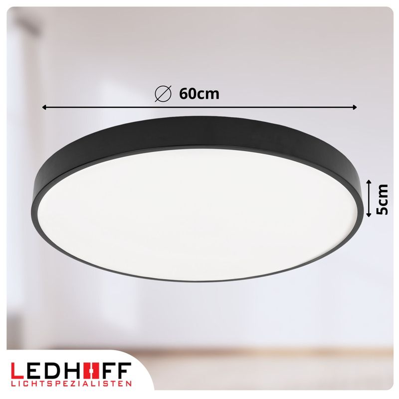 Plafon LEDHOFF Lampa sufitowa LED Czarny okrągły panel do pokoju 60cm Neutralna barwa 4000K Jasny 6000lm 60W 1 szt.