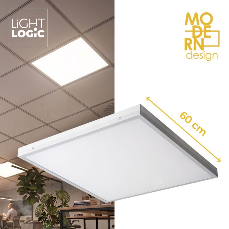 Plafon LightLogic LED natynkowy LL PANEL CCT 30-50W W 67007 kwadratowy biały 3 barwy 3 moce 1szt.
