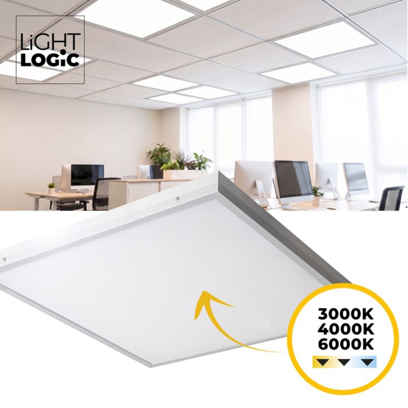 Plafon LightLogic LED natynkowy LL PANEL CCT 30-50W W 67007 kwadratowy biały 3 barwy 3 moce 1szt.