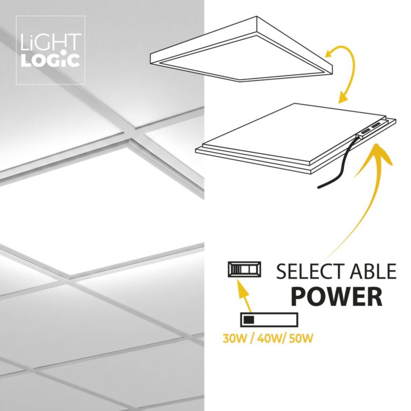 Plafon LightLogic LED natynkowy LL PANEL CCT 30-50W W 67007 kwadratowy biały 3 barwy 3 moce 1szt.