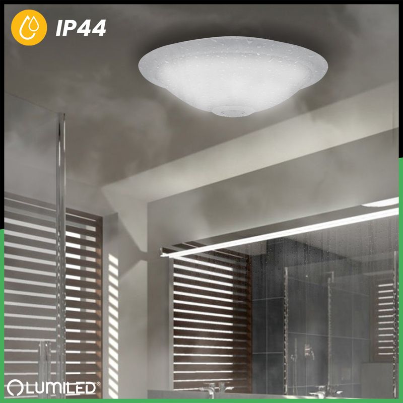 Plafon Lumiled Lampa Sufitowa Łazienkowy Plafon LED  2x E27 IP44 z Czujnikiem Ruchu i Zmierzchu Biały Okrągły 30cm 1 szt.