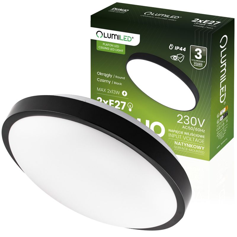 Plafon Lumiled Lampa Sufitowa Łazienkowy Plafon LED  2x E27 Okrągły IP44 30cm 1 szt.