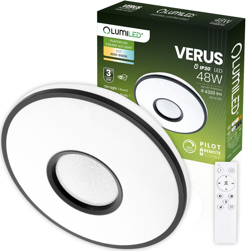 Plafon Lumiled Lampa Sufitowa Plafon LED 48W CCT Biały Okrągły 40cm z Pilotem 1 szt.