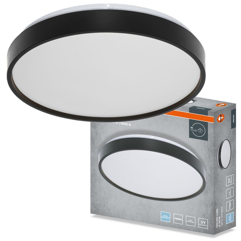 Plafon Osram Luxo Lampa Sufitowa Plafon LED 18W 990lm 6500K Okrągły Czarny 1 szt.