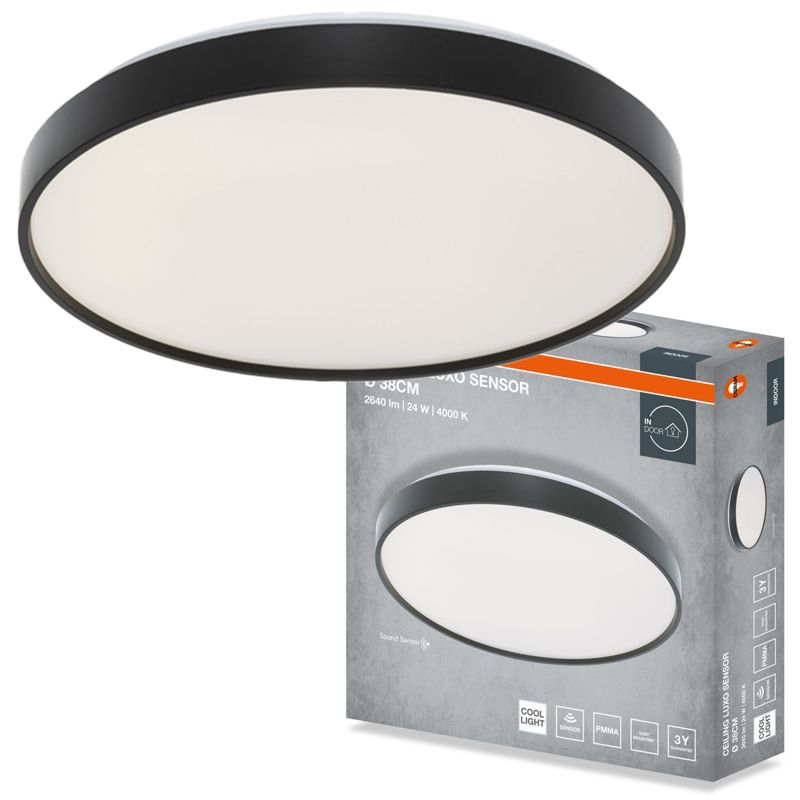 Plafon Osram Luxo Lampa Sufitowa Plafon LED 24W 1320lm 4000K Okrągły Czarny 1 szt.