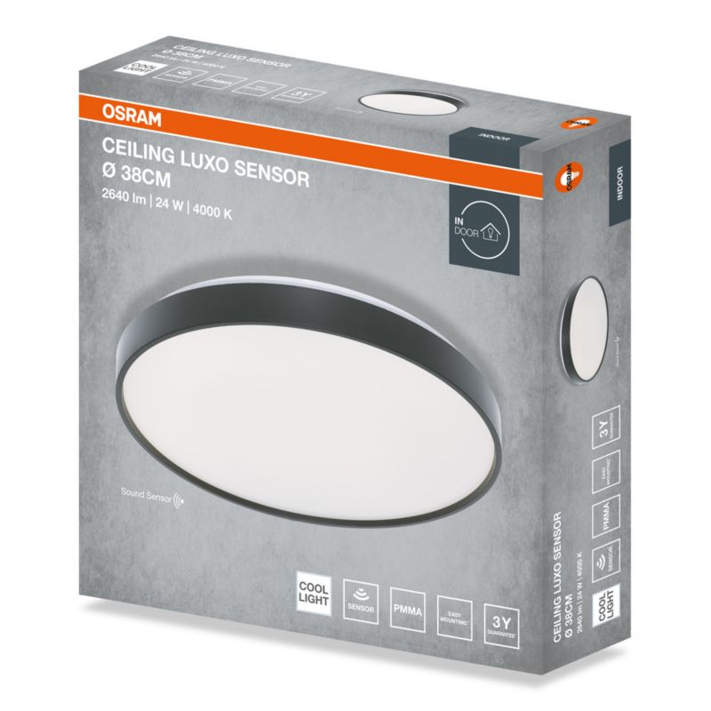 Plafon Osram Luxo Lampa Sufitowa Plafon LED 24W 1320lm 4000K Okrągły Czarny 1 szt.
