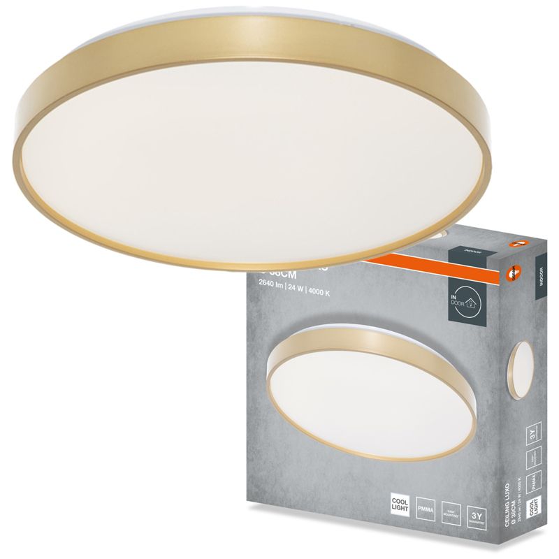 Plafon Osram Luxo Lampa Sufitowa Plafon LED 24W 1320lm 4000K Okrągły Złoty 1 szt.