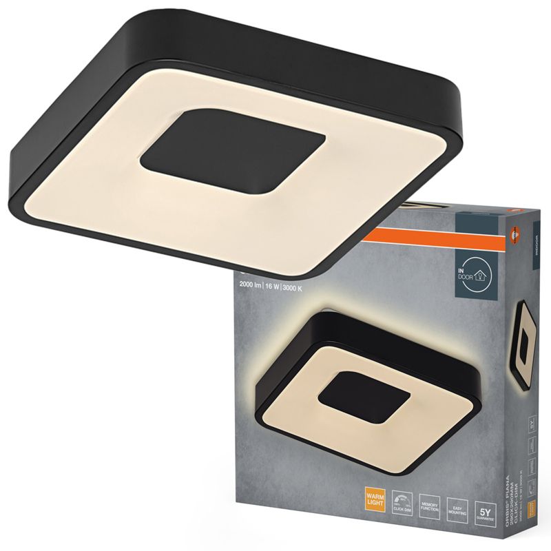 Plafon Osram Orbis Lampa Sufitowa Plafon LED 16W 1000lm 3000K Kwadratowy Czarny 1 szt.