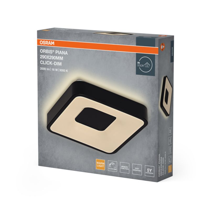 Plafon Osram Orbis Lampa Sufitowa Plafon LED 16W 1000lm 3000K Kwadratowy Czarny 1 szt.