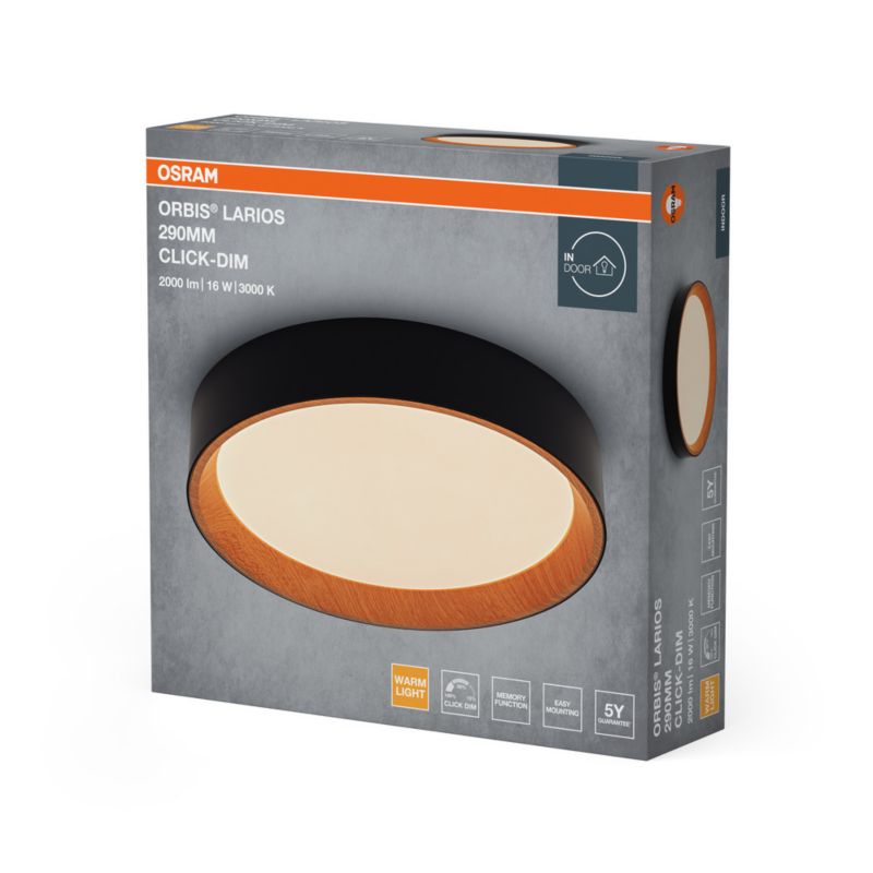 Plafon Osram Orbis Lampa Sufitowa Plafon LED 16W 1000lm 3000K Okrągły Brązowy Czarny 1 szt.
