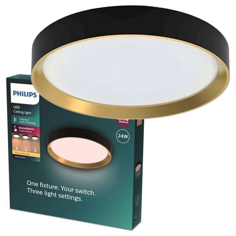 Plafon Philips Hanno Lampa Sufitowa Plafon LED 24W 2700lm 2700K Czarna 1 szt.