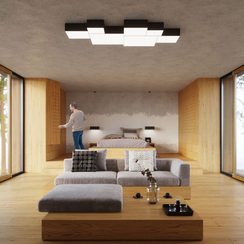 Plafon Sollux Lighting Horus czarny  3 x E27 x  IP20 wym: 12 x 45 x 45 cm - 1 szt.