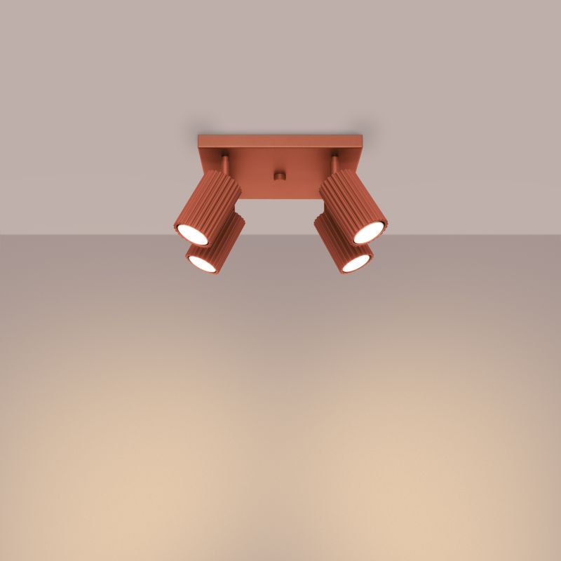 Plafon Sollux Lighting KARBON 4 ochra czerwona 1 szt.