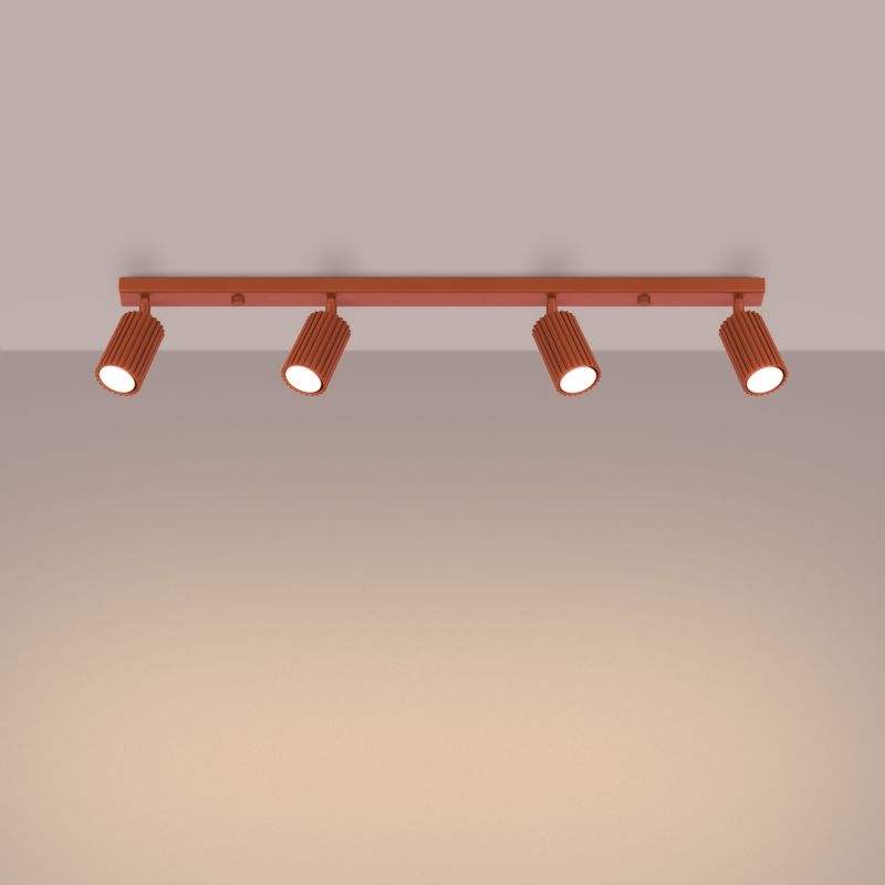 Plafon Sollux Lighting KARBON 4L ochra czerwona 1 szt.