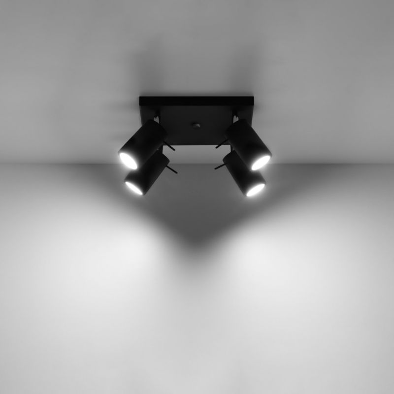 Plafon Sollux Lighting RING 4 czarny 1 szt.