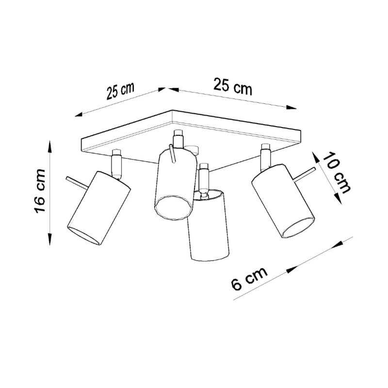 Plafon Sollux Lighting RING 4 czarny 1 szt.