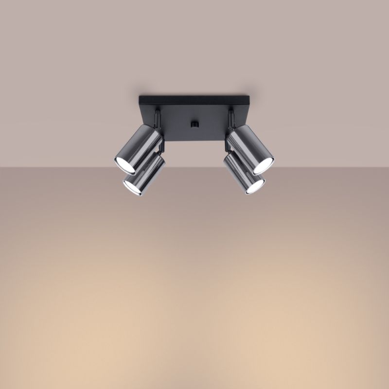 Plafon Sollux Lighting WINX 4 czarny/chrom 1 szt.