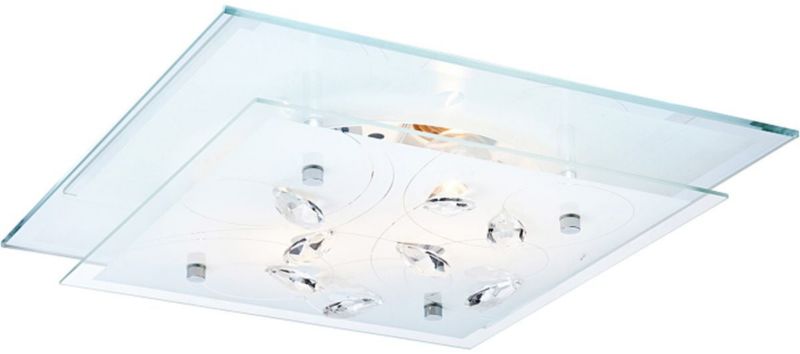Plafon sufitowy Globo Lighting Jasmina biały 2x60W E27 kryształy IP20 szkło metal 1 szt.