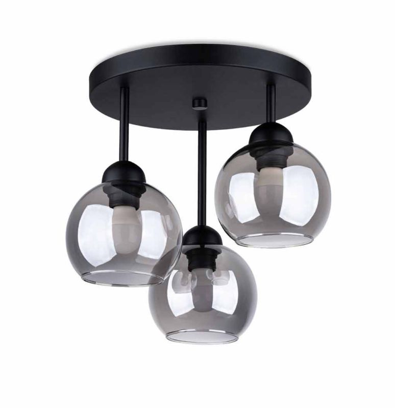 Plafon sufitowy lampa Sollux Lighting Alino czarny-dymiony  3 x E27 x  IP20 wym: 35 x 35 x 35 cm - 1 szt.