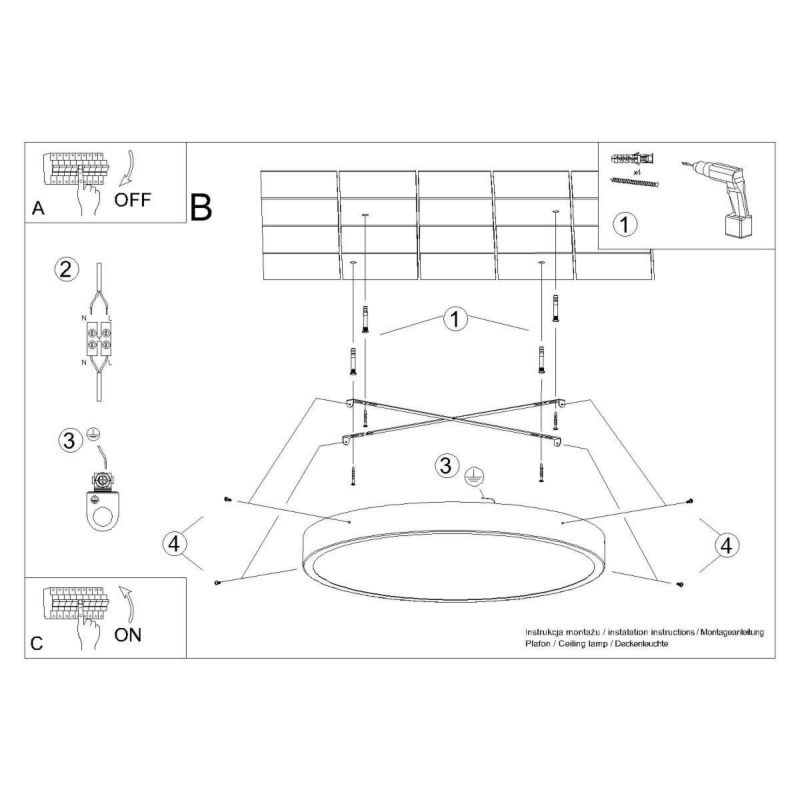 Plafon sufitowy lampa Sollux Lighting Onyx czarny LED 32W 3000K 2539lm  IP20 wym: 6 x 50 x 50 cm aluminium - 1 szt.
