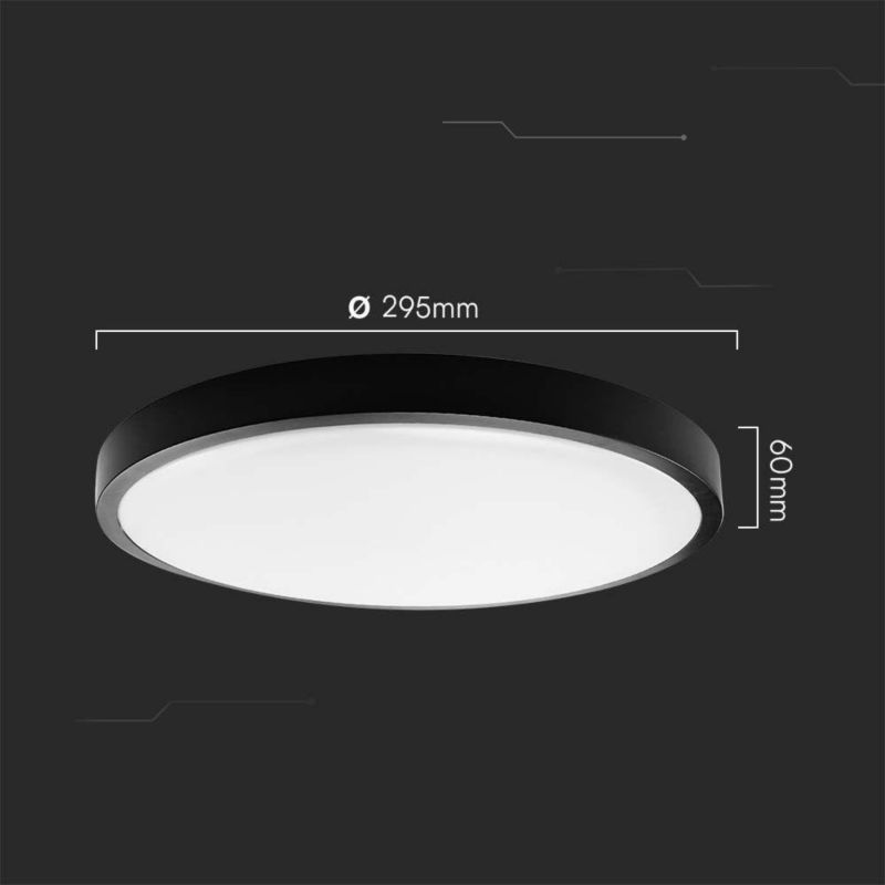 Plafon sufitowy lampa V-TAC  czarno-biały LED 36W 6500K 3820lm okrągły IP44 wym: 6,1 x 35 x 35 cm tworzywo sztuczne - 1 szt.