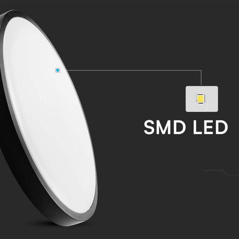 Plafon sufitowy lampa V-TAC  czarno-biały LED 36W 6500K 3820lm okrągły IP44 wym: 6,1 x 35 x 35 cm tworzywo sztuczne - 1 szt.
