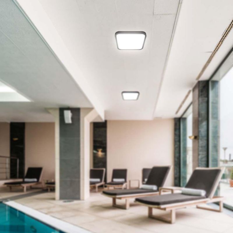 Plafon sufitowy nowoczesny V-TAC  czarno-biały LED 24W 4000K 2500lm kwadratowy IP44 wym: 6,5 x 29,5 x 29,5 cm - 1 szt.