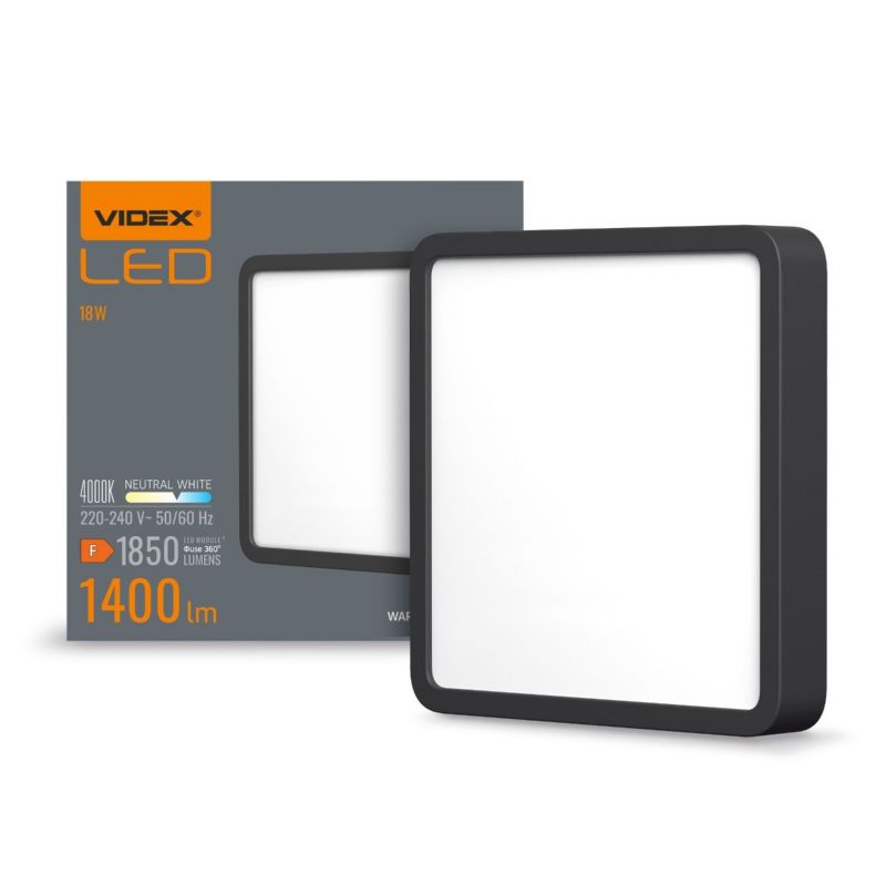 Plafon sufitowy nowoczesny Videx  czarno-biały LED 15W     wym: 19,2 x 19,2 cm  - 1 szt.