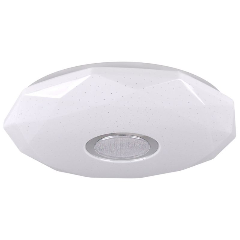 Plafon sufitowy Polux Diamond  biały chromowany LED 48W 3000K-6500K 5200lm  IP20 wym: 6,5 x 39 x 39 cm tworzywo sztuczne - 1 szt.