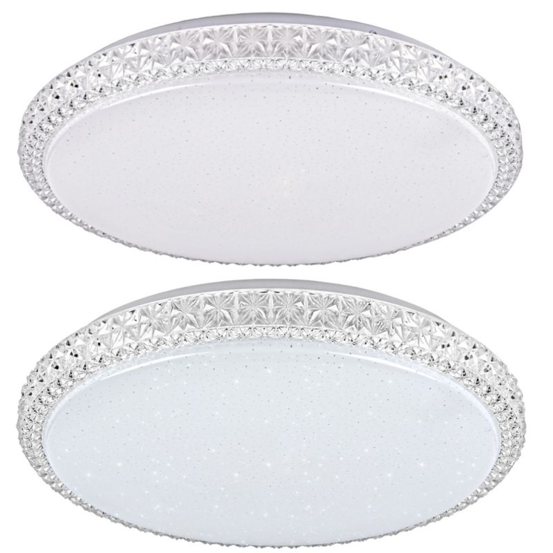 Plafon sufitowy Polux Irina  biało-przeźroczysty akryl LED 68W 3000K-6500K 7500lm  IP20 wym: 7 x 50 x 50 cm - 1 szt.