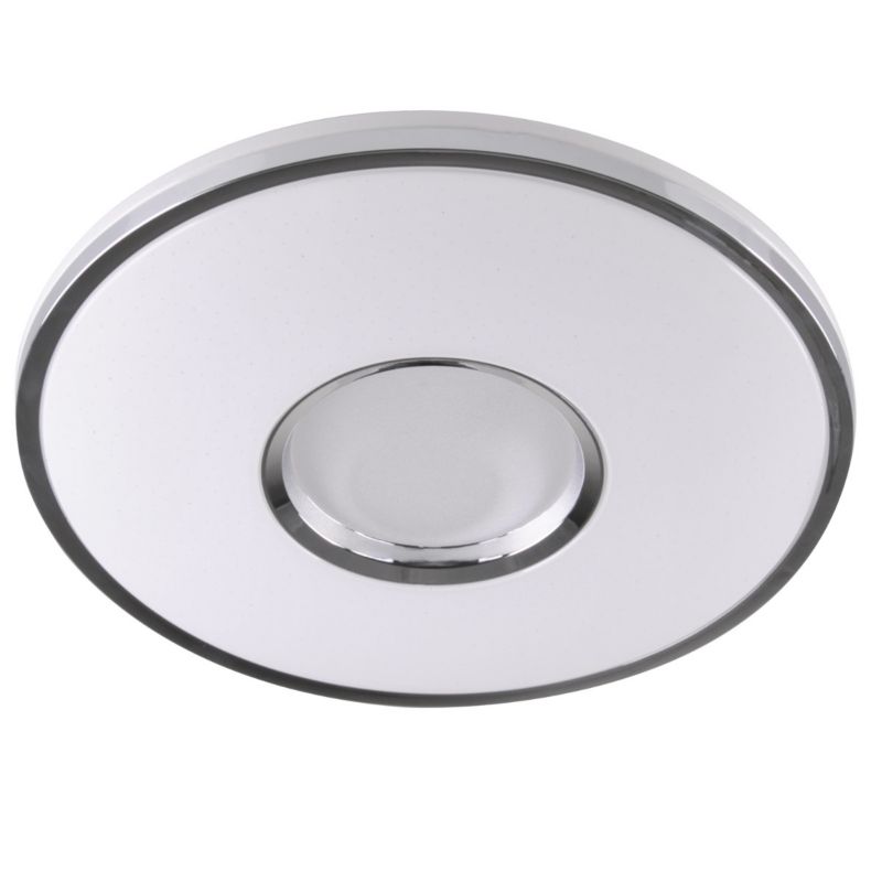 Plafon sufitowy Polux Leon  biały chromowany LED 48W 3000K-6500K 5200lm  IP44 wym: 6,5 x 39 x 39 cm tworzywo sztuczne - 1 szt.