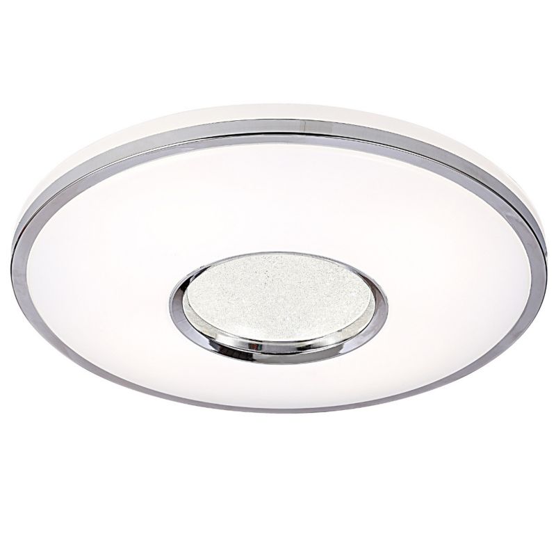 Plafon sufitowy Polux Leon  biały chromowany LED 48W 3000K-6500K 5200lm  IP44 wym: 6,5 x 39 x 39 cm tworzywo sztuczne - 1 szt.
