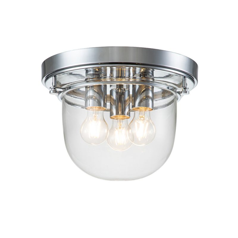 Plafon sufitowy Quoizel Whistling polerowany chrom-przezroczysty łazienkowy 3 x E27 x 40W IP44 wym: 23,8 x 33 x 33 cm - 1 szt.