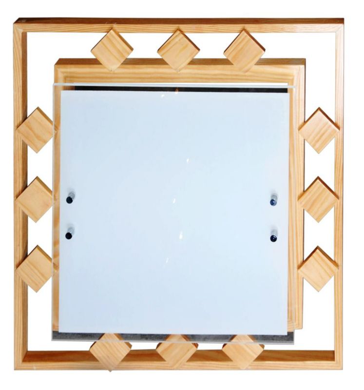 Plafon szklany klosz Candellux Natura kwadratowy 40 cm drewniany 2xE27x60W IP20 - 1 szt.