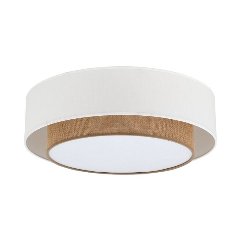 Plafon TK Lighting Duo podwójny abażur biały juta Lampa Sufitowa 4xE27 50cm skandynawski boho -1szt.