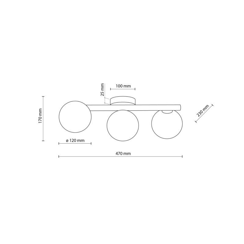 Plafon TK-Lighting Estera drewno Lampa Sufitowa 3x kulki mleczne - 1 szt.