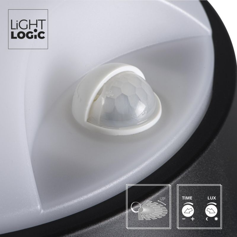 Plafoniera LED LightLogic LL CHAO 14W-PIR-B 66310 okrągła czarna IP 65 1 szt.