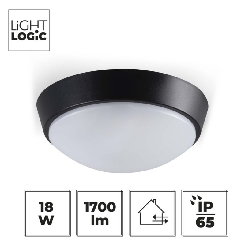 Plafoniera LED LightLogic LL CHAO 18W-B 66309 okrągła czarna 21cm IP65 1700lm  1 szt.