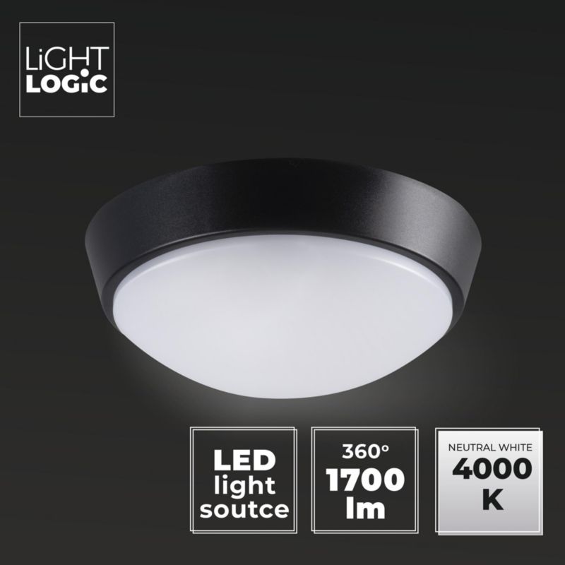 Plafoniera LED LightLogic LL CHAO 18W-B 66309 okrągła czarna 21cm IP65 1700lm  1 szt.