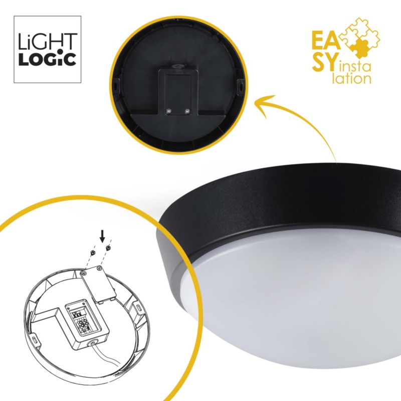 Plafoniera LED LightLogic LL CHAO 18W-B 66309 okrągła czarna 21cm IP65 1700lm  1 szt.