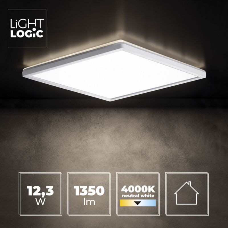 Plafoniera LED LightLogic LL PLAFON02 L 12,3W W 66167 biała kwadrat 1350lm 1 szt.