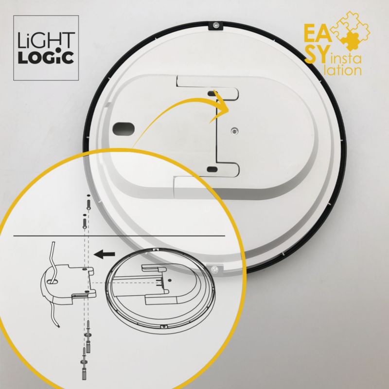 Plafoniera LED LL NORIK 18W B 66728 LightLogic plafon czarny IP44 natynkowy sufitowy 1 szt.