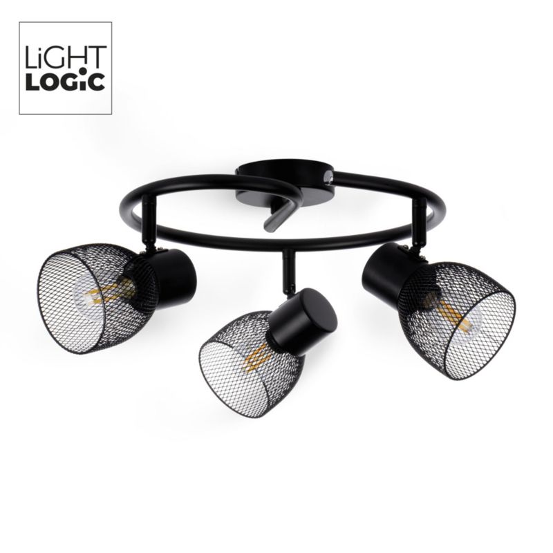 Plafoniera LightLogic LL COTE PLAFON 3xE14 66214  potrójna regulacja 7W czarna do LED 1 szt.