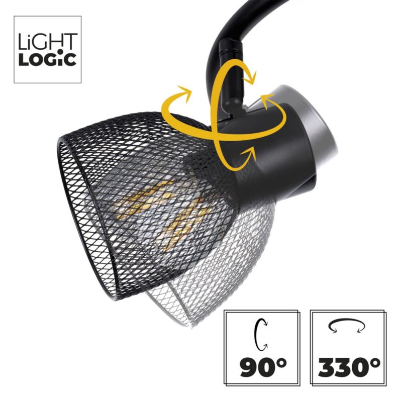 Plafoniera LightLogic LL COTE PLAFON 3xE14 66214  potrójna regulacja 7W czarna do LED 1 szt.