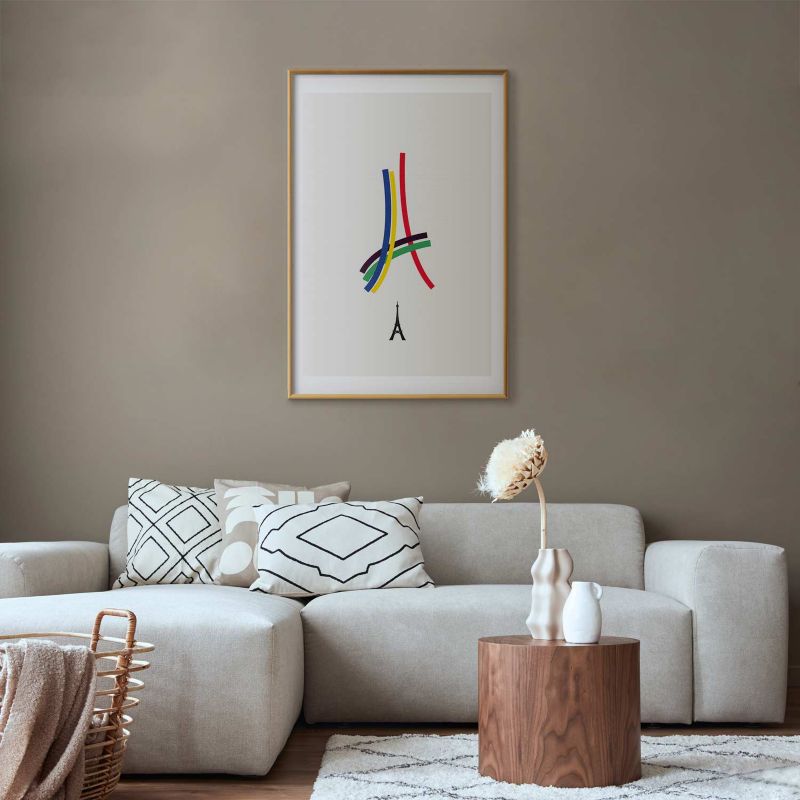 Plakat Artgeist Abstrakcyjna Wieża Eiffla 29,7x42 cm z ramą złotą 1 szt
