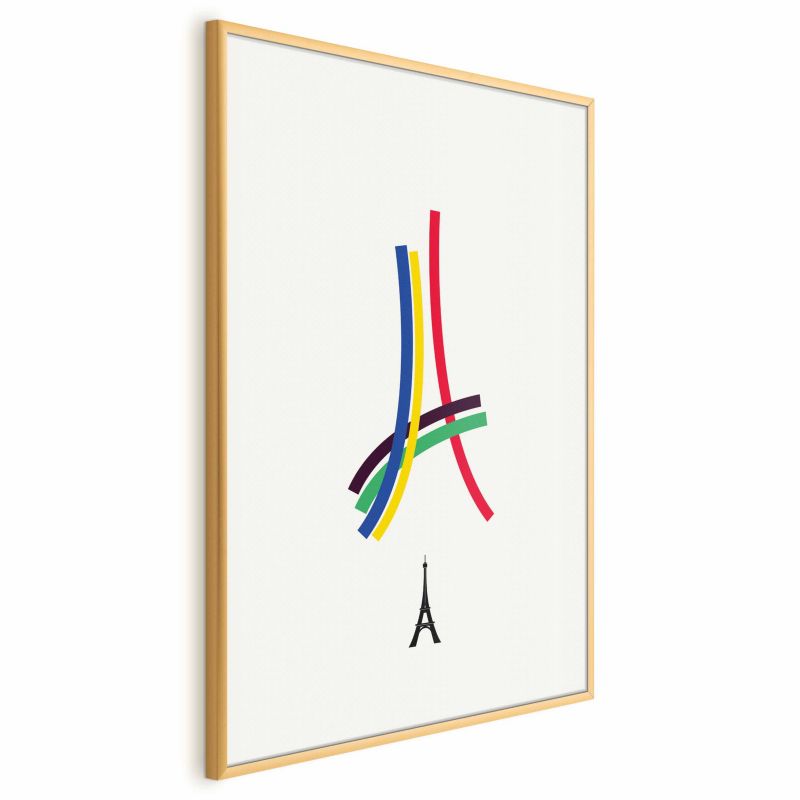Plakat Artgeist Abstrakcyjna Wieża Eiffla 60x90 cm z ramą złotą 1 szt