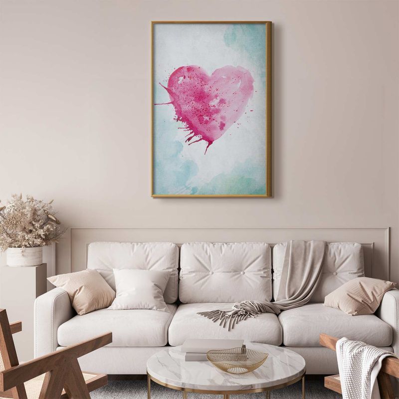 Plakat Artgeist Akwarelowe serce 21x30 cm z ramą złotą 1 szt