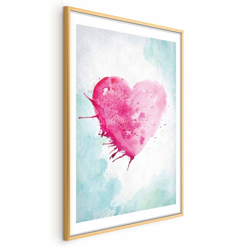 Plakat Artgeist Akwarelowe serce 21x30 cm z ramą złotą 1 szt