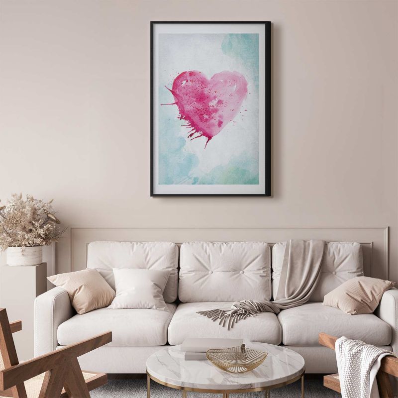 Plakat Artgeist Akwarelowe serce 29,7x42 cm z ramą czarną 1 szt