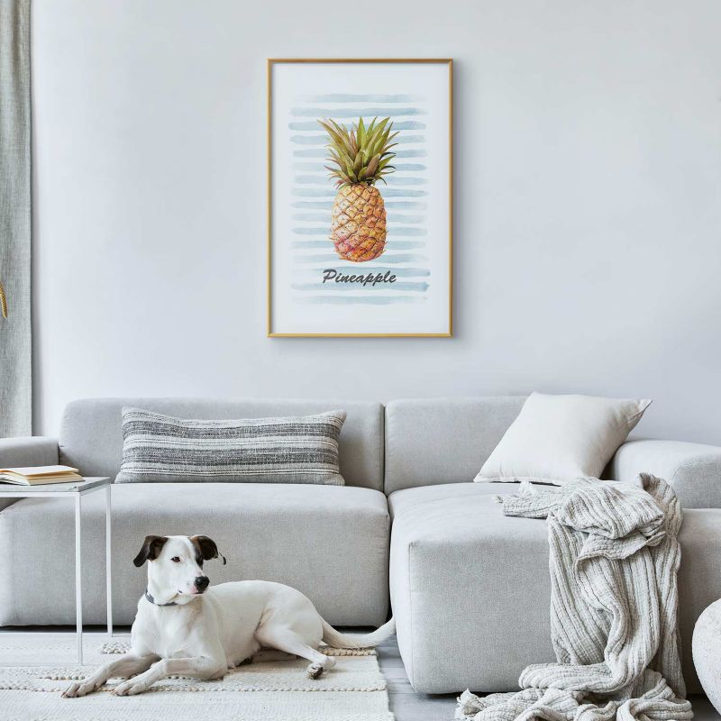 Plakat Artgeist Ananas i paski 29,7x42 cm z ramą złotą 1 szt